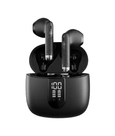 Ronin Wireless Earbuds With Digital Display (R-190)-Black
