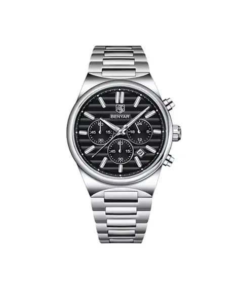 Benyar Alpha Date Chronograph Watch For Men Silver - (BY-5214-4)