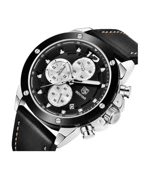 Benyar Chronograph New Edition Men's Leather Watch Black (BY-5165-2)