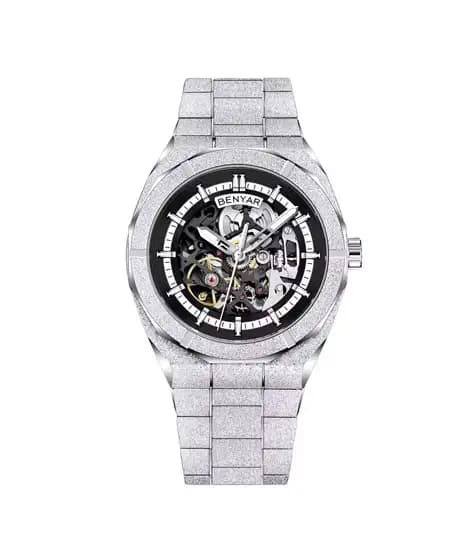 Benyar Royal Auto Series Watch For Men Silver - (BY-5212-4)