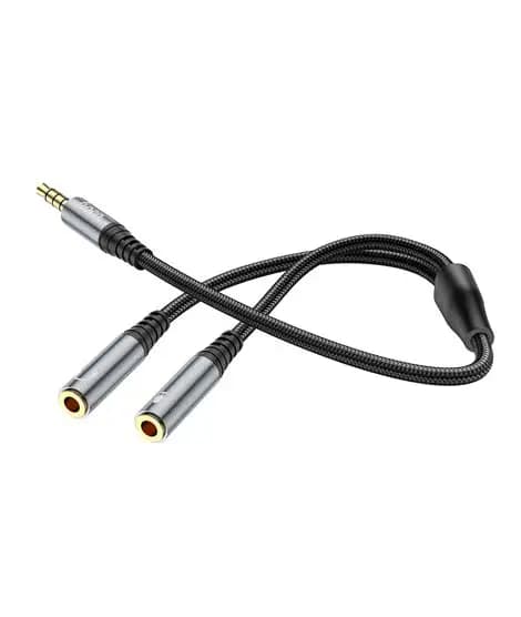 Hoco 2-In-1 3.5 Headset Audio Adapter Cable Male To 2 Female (UPA21)