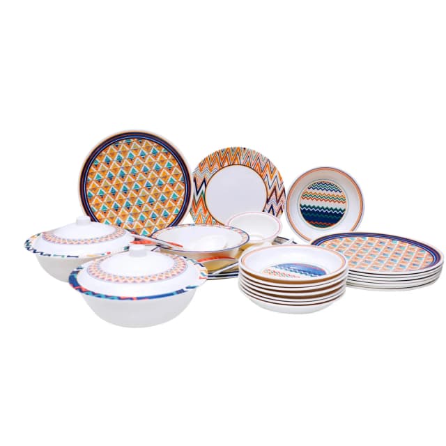 Dinner Set Coloured Chevron
