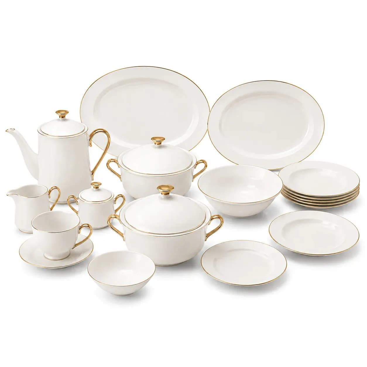 Elegant Dinnerware with Gold Rim