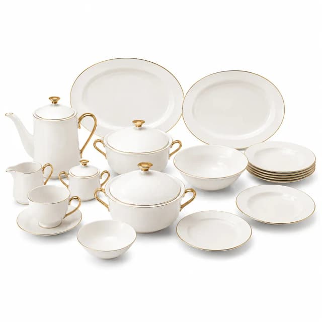 Elegant Dinnerware with Gold Rim