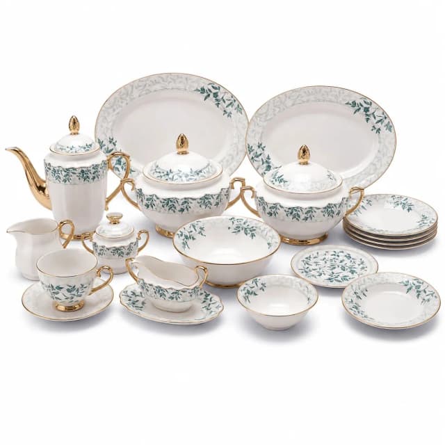 Premium Porcelain Dinner Set with Tea Set & Serving