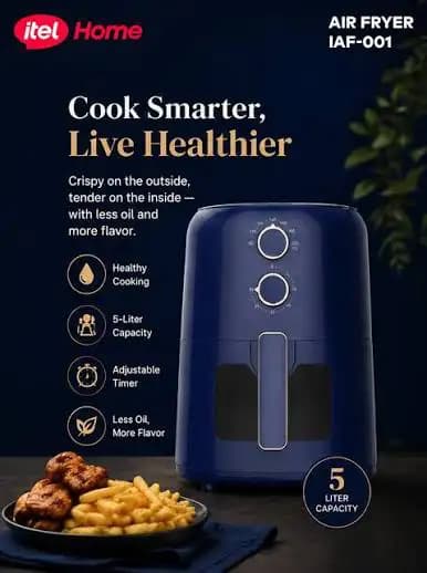 Itel Air Fryer 5Liter IAF-001 Deep Blue Non-stick Coating