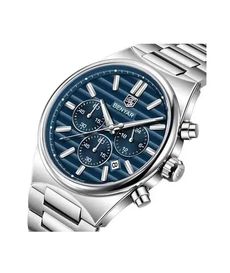 Benyar Alpha Date Chronograph Watch For Men Silver - (BY-5214-1)