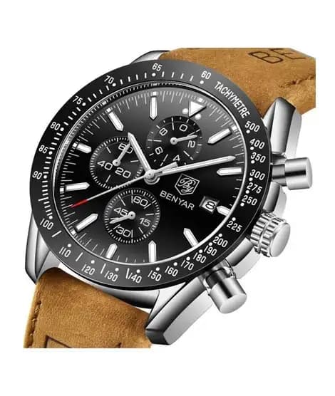 Benyar Chronograph Exclusive Edition Men's Leather Watch Brown (BY-1169)