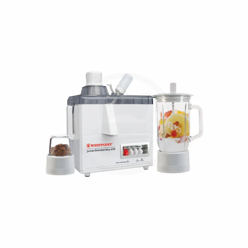 Westpoint WF-8813 3 in 1 Juicer Blender Extra power Motor 750W Cleat Glass 1000ml container, Rubber feet for skid resistance