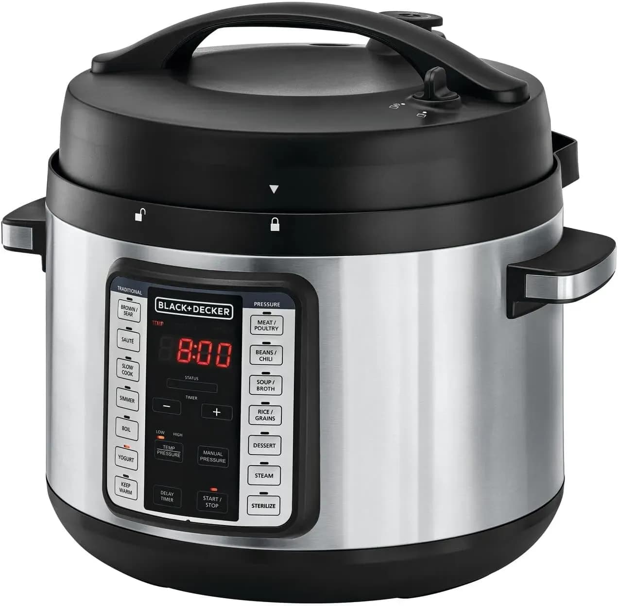 Black+Decker Smart Steam Pot Electric Pressure Cooker 10L
