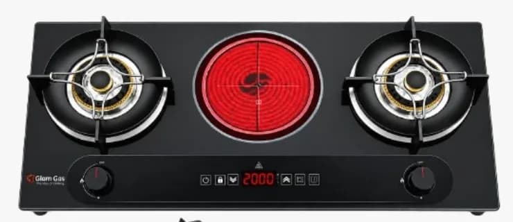 Glam Gas Hybrid Hob GG-02B-E Tempered Glass
