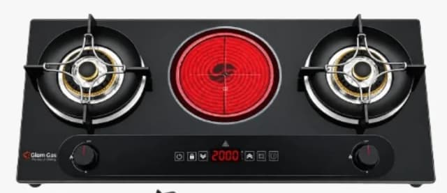 Glam Gas Hybrid Hob GG-02B-E Tempered Glass