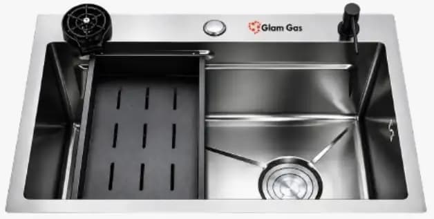Glam Gas Kitchen Sink Lifestyle 11 Stainless Steel Basket