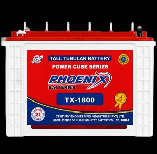 Phoenix TX-1800 Tall Tubular Battery Capacity 185 Ah Only For Karachi