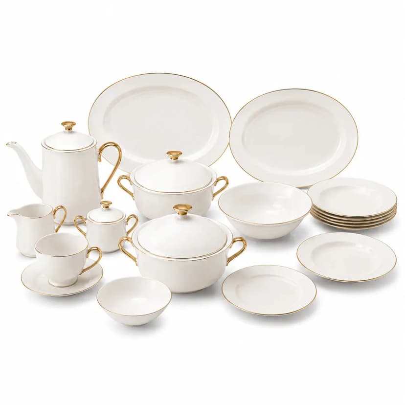 Elegant Dinnerware with Gold Rim