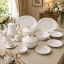 Elegant Dinnerware with Gold Rim