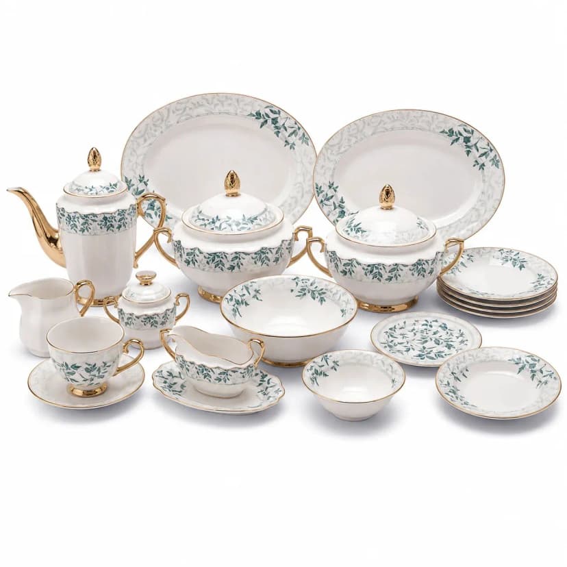 Premium Porcelain Dinner Set with Tea Set & Serving
