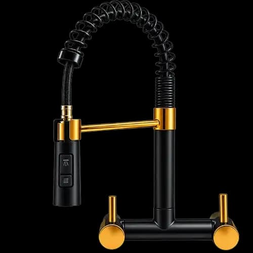 Glam Gas Kitchen Faucet Wall 11-12 Ring Black