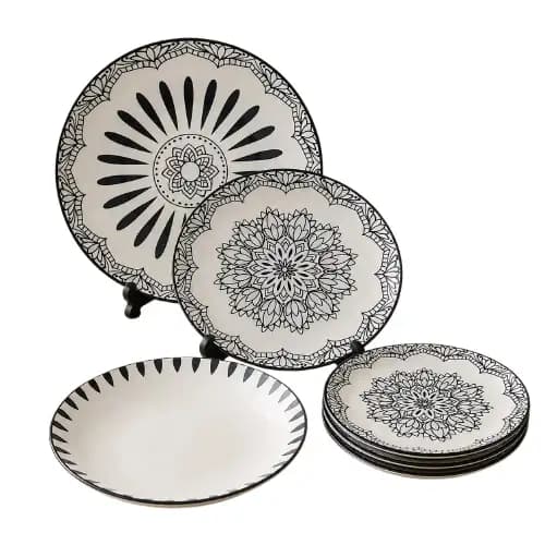 Porcelain Plate Set | Monochrome Bloom Collection