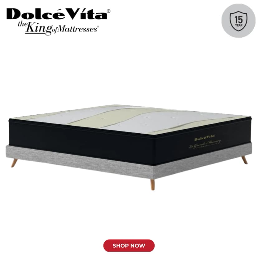 Dolce Vita La Grand Memory Euro Top Pocket Spring Mattress | 15 Years Brand Warranty