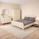 Harold Bedroom Set – Queen Size Bed, Dresser with Mirror & 2-Door Wardrobe