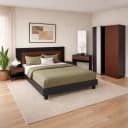 Ozmane Bedroom Furniture Bundle | Bed, 2 Side Tables, Dresser, Mirror & 3 Door Wardrobe