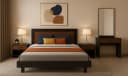 Ozmane Dark Tune King Bedroom Set with Side Tables, Dresser & Mirror