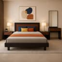Ozmane Dark Tune King Bedroom Set with Side Tables, Dresser & Mirror