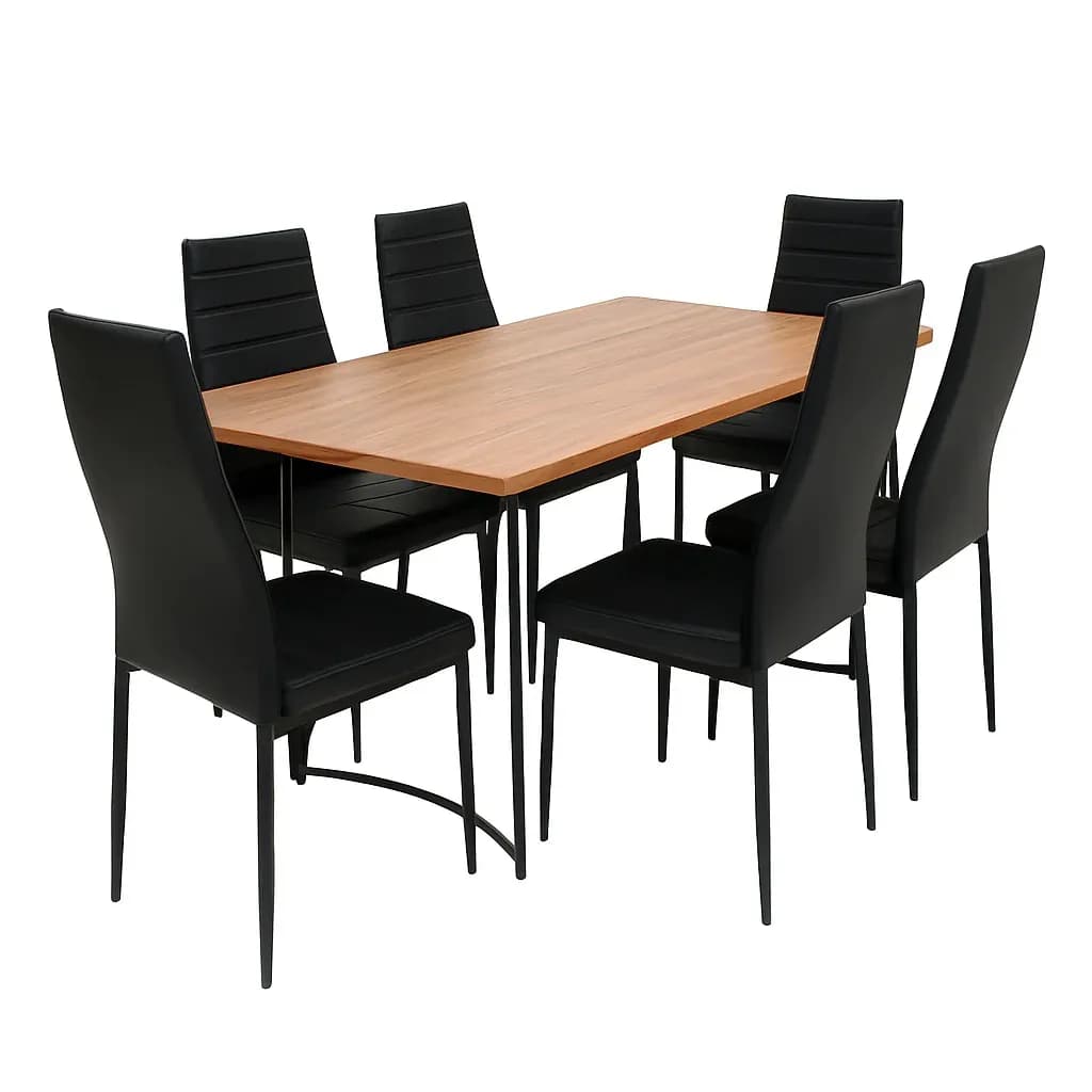 Gravil Dinning Table with 6 Person Ease Chair