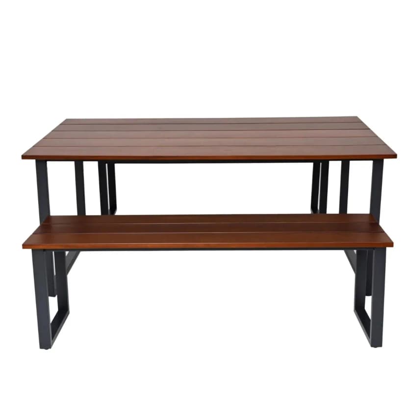 Outdoor 6 Person Dining Table With 2 Benches