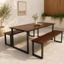 Outdoor 6 Person Dining Table With 2 Benches
