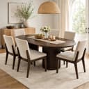 Oaklin 6-Seater Oval Wooden Dining Table Set with Upholstered Chairs