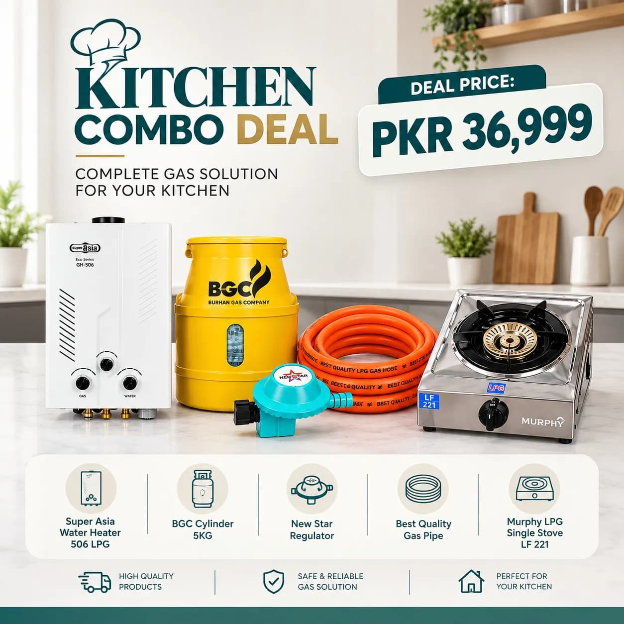 Kitchen 5-Piece Combo Deal Complete LPG Kitchen Solution