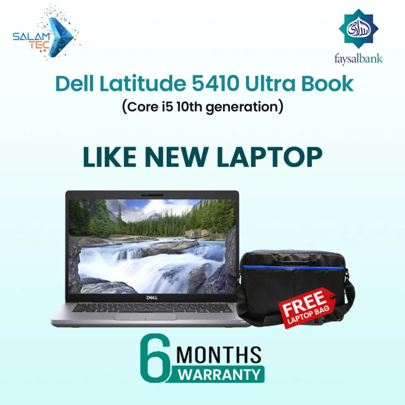 Dell Latitude 5410 Ultra Book Core i5 10th Generation, 8GB Ram & 256GB SSD | 6 Months Warranty With Easy Monthly Installments | Like New Laptop with Free Laptop Bag by SalamTec
