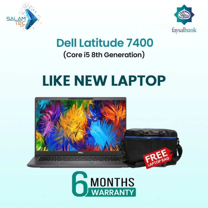 Dell Latitude 7400 Core i5 8th Generation, 8GB Ram & 256GB SSD | 6 Months Warranty With Easy Monthly Installments | Like New Laptop with Free Laptop Bag by SalamTec